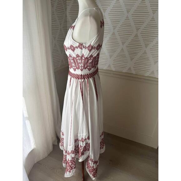 Joie Women’s Size 2 XS Milanira Red Embroidered White Flowy Midi Maxi Boho Dress - Picture 3 of 6